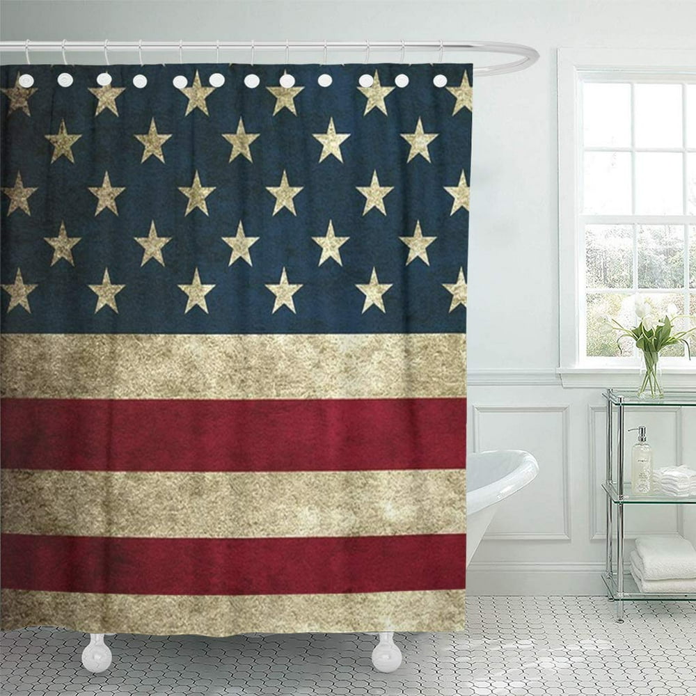 CYNLON Patriotic Vintage Rustic Country American Flag Bathroom Decor