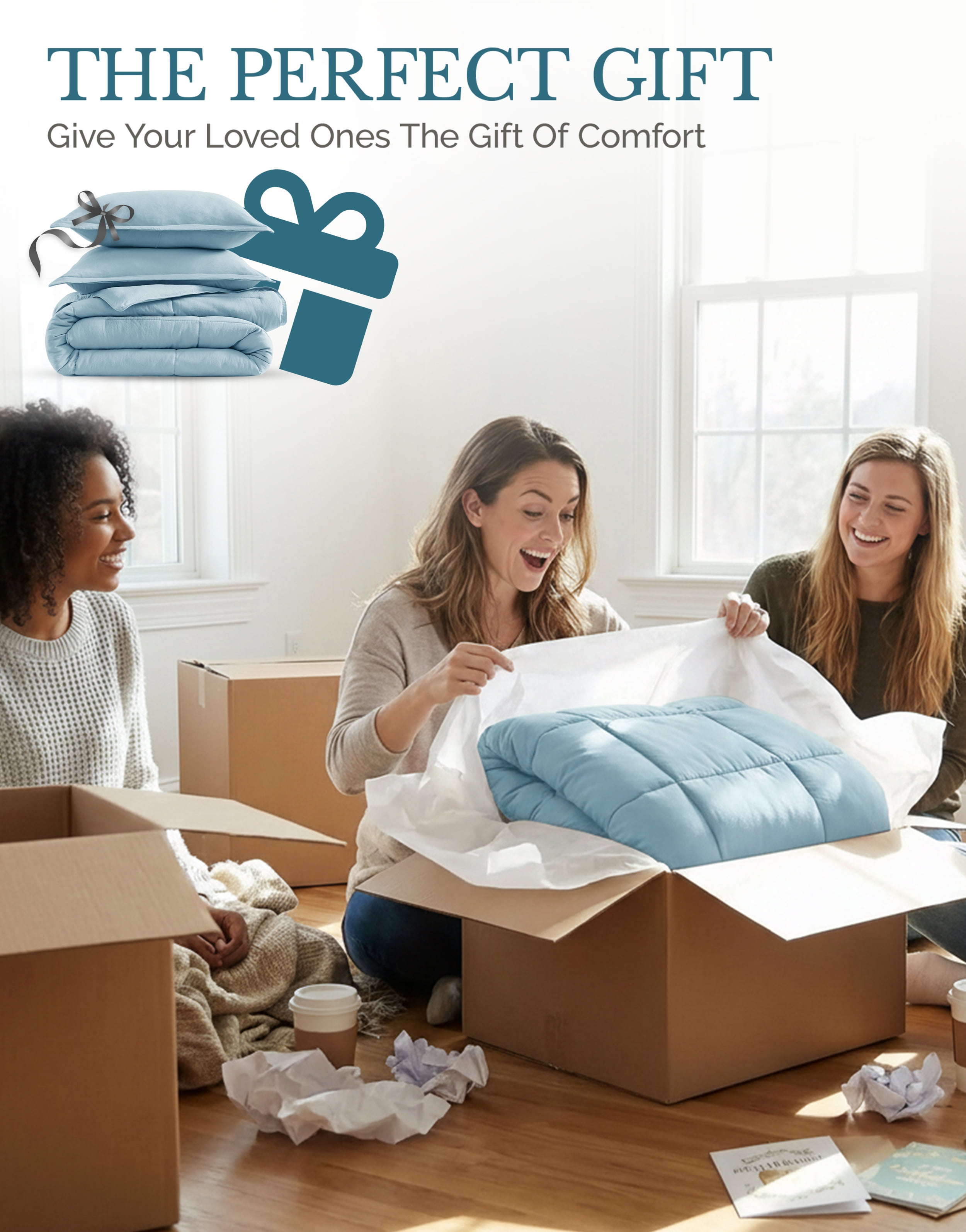 Casa Platino Pre-Washed King Size Bed Comforter Set - Duvet Insert King Size, Comforter Set King - Super Soft & Cozy Bedding Hydro-Brushed 100% Microfiber Bedding King Size Comforter Set- French Blue