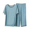thumbnail image 4 of Blmnix Womens Pajama Set Blue Loungewear Set Sleep Pants Short Sleeve Winter Clothing, 4 of 5