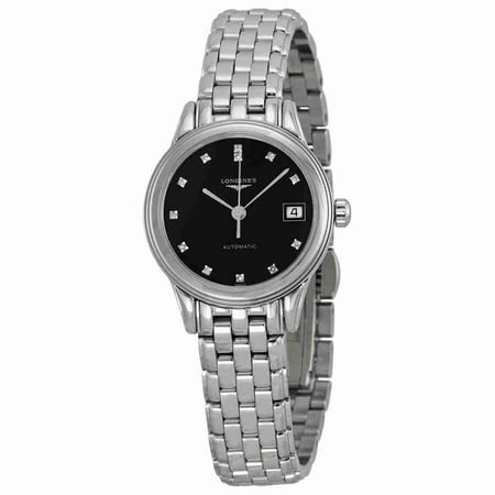 Ladies Automatic Diamond Watch - Longines Flagship Diamond Automatic Black Dial Ladies Watch L42744576