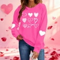 thumbnail image 2 of FAWUUDO Valentines Day Shirts Women Valentine Crewneck Sweatshirts Love Heart Sweatshirt Valentine's Long Sleeve Tops Hot Pink L, 2 of 9