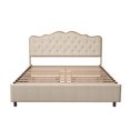 thumbnail image 4 of Full Size Bed Frame with 4 Storage Drawers,Platform Storage Bed with metal frame,solid wood ribs,Buckle shaped backres,Beige, 4 of 5