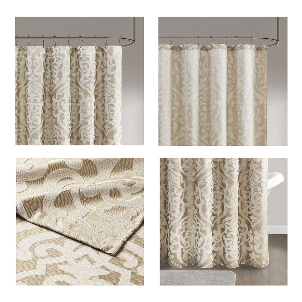 MAYEERTY Jacquard Shower Curtain, 72" x 72", Ivory, Polyester