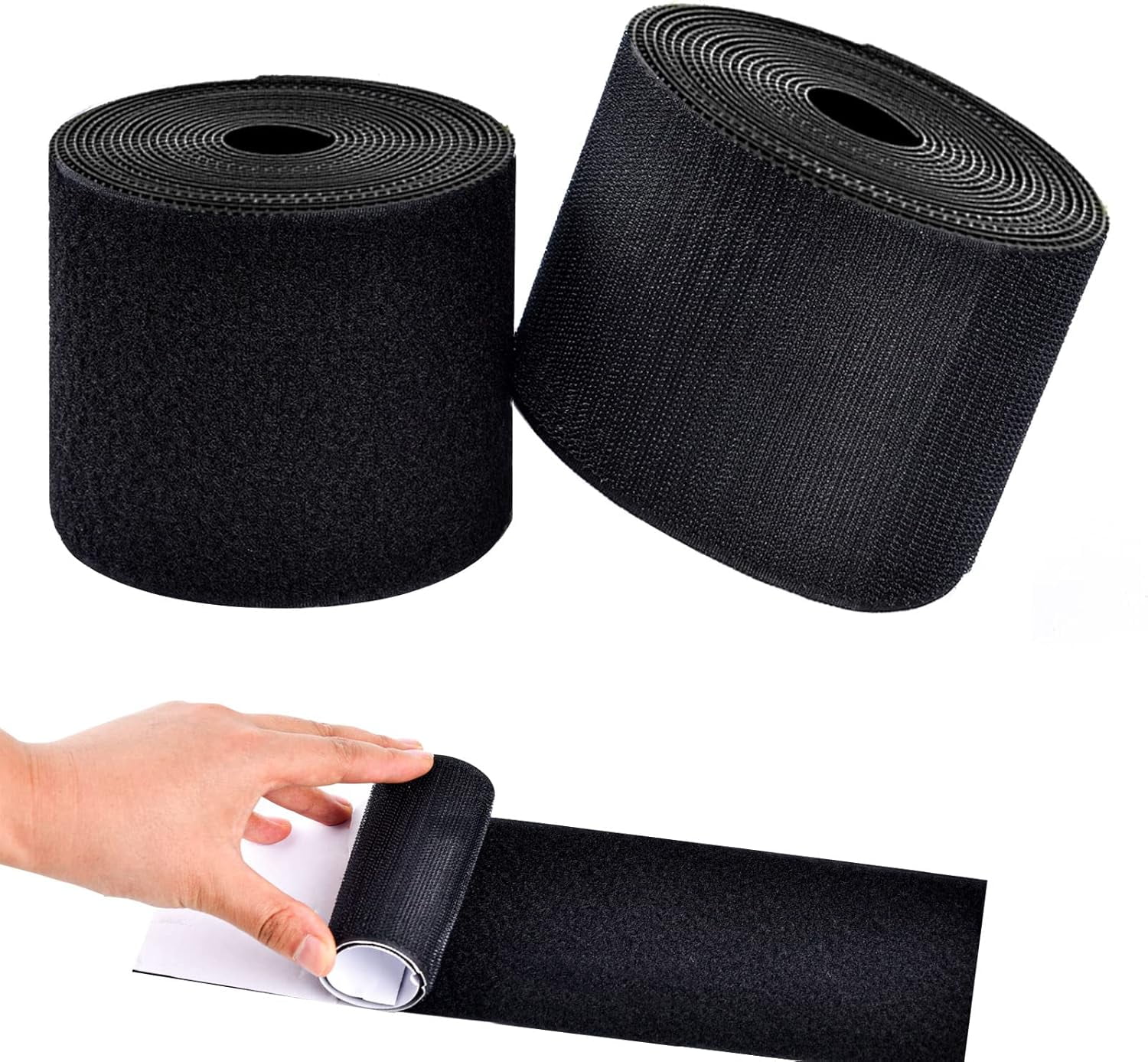 1-Inch X 8.2-Foot Hook And Loop Tape Roll – Self-Adhesive Nylon Fastening Tape For Indoor & Outdoor Use (Black)