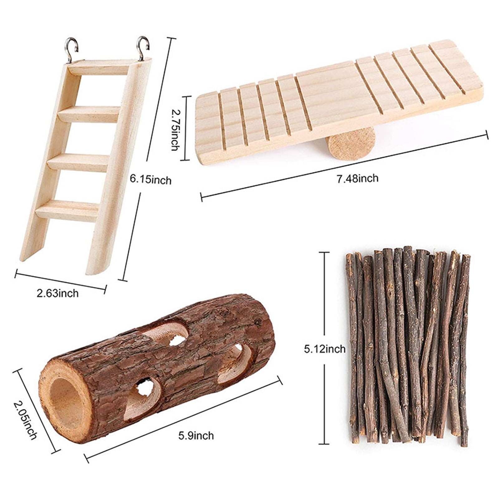 DOPI 10Pcs/Set Molar Toy Long Lifespan Relieve Anxiety Wood Hamster Tree Trunk Toy Set for Chinchillas