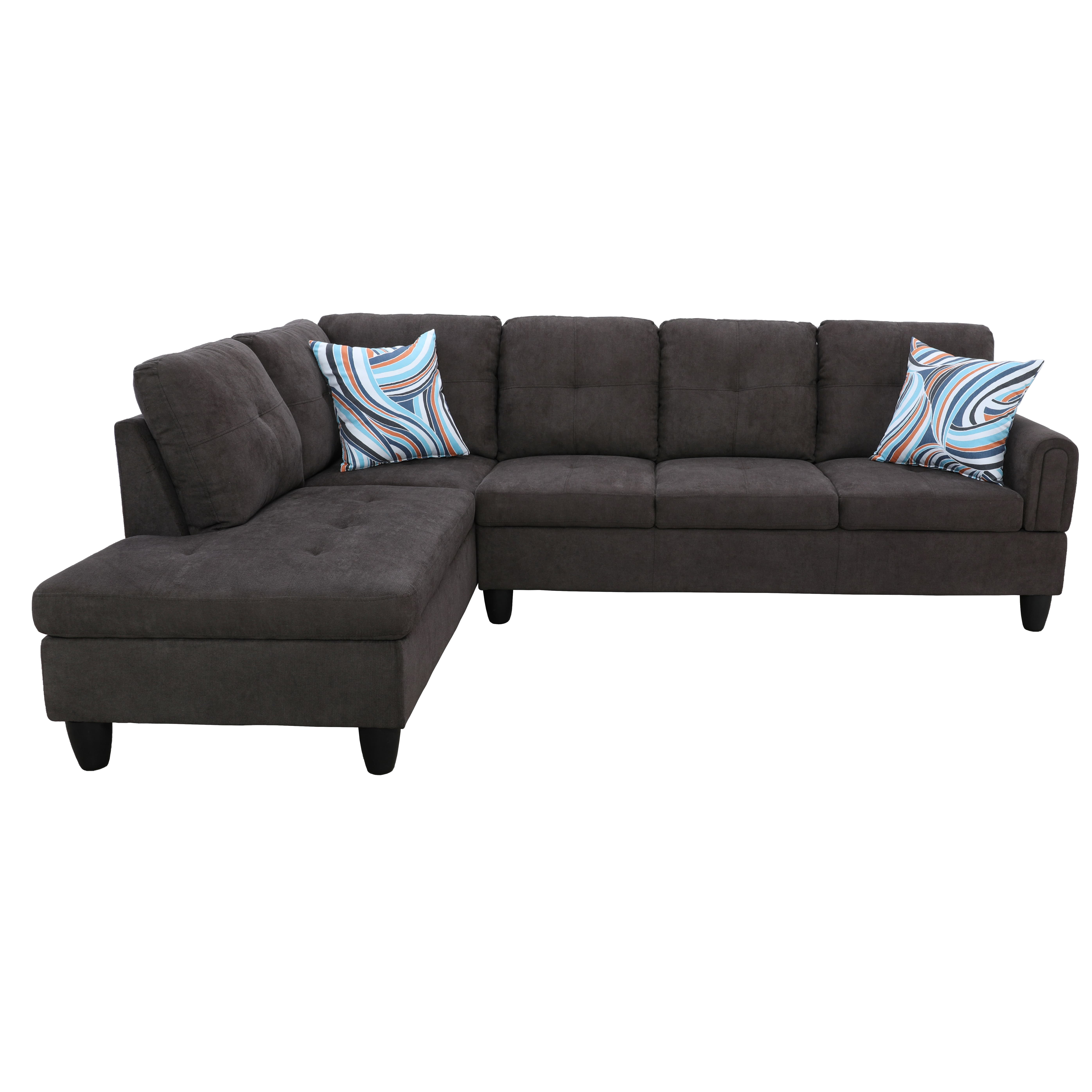 MAYEERTY 97" Modern 3-Piece Fluffy Fabric Couch Set - Dark Brown, Rich Plush Tone, Warm Living Room Seating