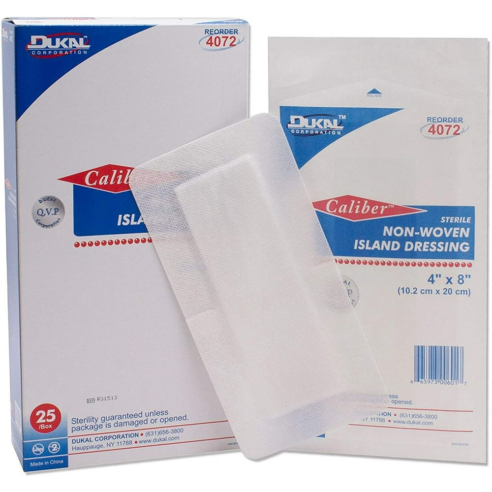 Island Dressing. Case of 100 Adhesive Dressings 4" x 8" for Wound
