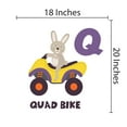 thumbnail image 3 of DAYCARE - Adhesive Multicolored Educational Art Quad Bike ATV Bunny Rabbit Animal Decoration Easy To Apply Letter Q Alphabet Kids Nursery Child Care Wall Decal 18" x 20", 3 of 3