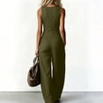 thumbnail image 4 of JULMCOMO Jumpsuits for Women Deep V Neck Button Front Sleeveless Summer Jumpsuits Wide Leg Casual Baggy Outfits with Pockets Army Green S, 4 of 5