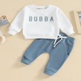 thumbnail image 2 of Baby Boys Pants Set  Long Sleeve Crew Neck Letters Print Sweatshirt with Elastic Waist Sweatpants Infant Clothes, 2 of 8