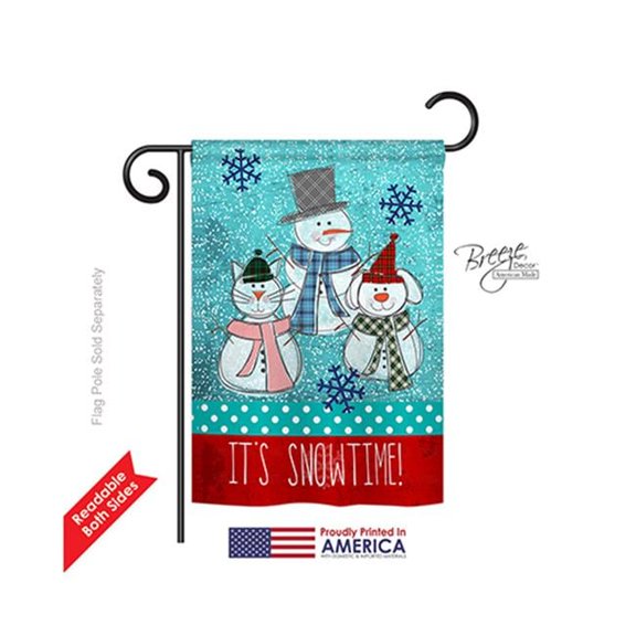 Breeze Decor 64110 Winter Its Snowtime 2-Sided Impression Garden Flag - 13 x 18.5 in.