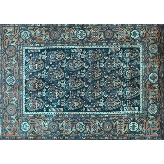 Ahgly Company Indoor Rectangle Persian Light Blue Traditional Area Rugs, 7' x 9'