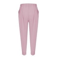 thumbnail image 5 of BODOAO Linen Pants Women Comfy Elastic Waist Drawstring Cotton Pants Lightweight Tapered Lounge Vacation Beach Pants Elastic Waist Pants Casual Trousers with Pockets Pink S, 5 of 9