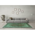 thumbnail image 3 of Ahgly Company Machine Washable Indoor Square Persian Turquoise Blue Traditional Area Rugs, 5' Square, 3 of 4