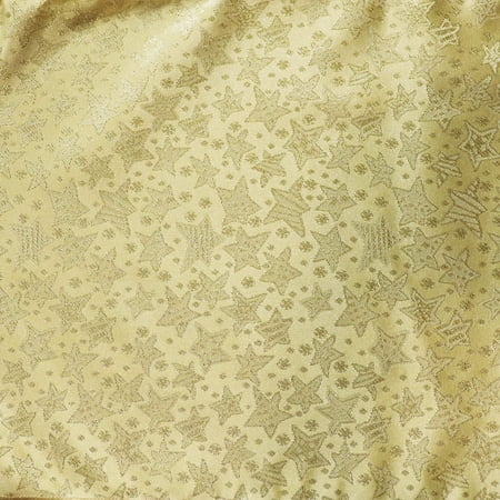 Heavy Brocade Shiny Tinsel Threads Stars Design Fabric 56 Wide by 360 (10-Yards) for Arts Crafts & Sewing
