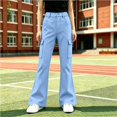 thumbnail image 3 of ITSAME Girls School Uniform Cargo Flared Pants Elastic Waist Multi-Pocket Versatile Fashion Casual Pants Blue Size 14, 3 of 8