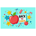 thumbnail image 1 of Colorful Back to School Themed Banner with Apple Star and Flags Background Decoration for School Events Classroom Decorations Photography Props Party Supplies, 1 of 4