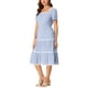 thumbnail image 4 of INSPIRE CHIC Vestido Midi de Manga Corta con Cuello Cuadrado y Detalles de Encaje Azul XL, 4 of 7