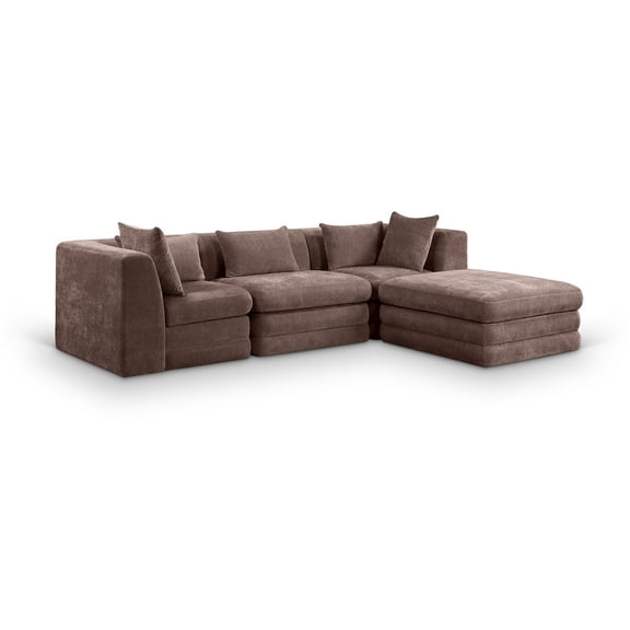 Meridian Furniture Stellar 114" Brown Chenille Fabric 4Pc. Modular Sectional