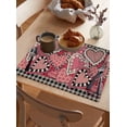 thumbnail image 3 of Placemats Set of 6, Valentine''s Day Pink Love Splicing Hearts Black and White Plaid Kitchen Table Placemats,Non Slip Washable Dining Table Mats Set for Wedding Holiday Party Decoration, 3 of 5