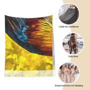 Rateoe Colorful Rooster Women's Traditional Scarf Wrap Tassel Shawl Fringes Neck Head Shawl Retro Scarf