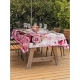 thumbnail image 2 of Outdoor Tablecloth with Umbrella Hole and Zipper, Valentine's Day Rectangle Table Cloth 54x80 Inch Waterproof Tablecloth, Romantic Love Tree Truck Roses Pink Plaid Picnic Table Cover for Patio, 2 of 7
