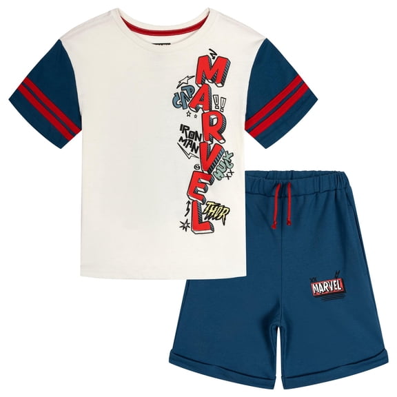 Conjunto de camiseta y pantalones cortos Marvel Avengers para niños pequeños