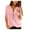 Pink, variant on Shirts for women's Chiffon Casual V Neck Long Sleeve Zipper Front Loose Shirt Top Blouse Blouses for Women