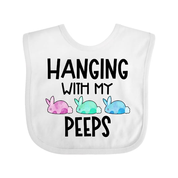 Inktastic Easter Hanging with My Peeps Pastel Bunnies Boys or Girls Baby Bib
