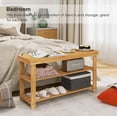 thumbnail image 4 of Bamboo Shoe Rack Bench, 3-Tier Shoe Organizer Storage Shelf for Entryway Hallway Bathroom Living Room (Natural), 4 of 17