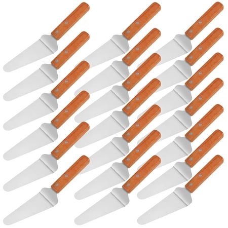 Lot de 20 Spatules Triangulaires en Acier Inoxydable avec Poignée en Bois pour Pizza, Gâteau, Biscuits