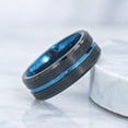 thumbnail image 5 of 8mm Tungsten Ring for Men Black Blue Wedding Bands with Center Groove Beveled Edges Size 4-17, 5 of 5