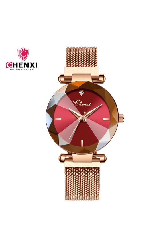 Women's watch with quartz movement, fashionable wristwatch with magnetic mesh strap, women's quartz watch, popular women's wristwatch
