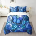 thumbnail image 2 of Butterfly Comforter Set Blue Flowers Twin Bedding Set 7 Pieces,Bohemian Glitter Starry Bed In A Bag Botanical Leaves Sheet, 2 of 5