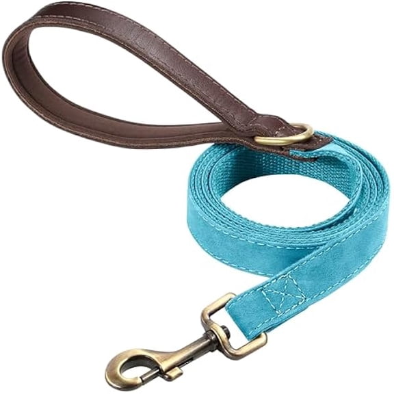 Eryueer PU Leather Dog Leash for Small Dogs 4.5ft, Soft Padded Handle Faux Leather Dog Leashes for Medium Dogs, Walking and Training Leashes for Large Dogs,Light Blue