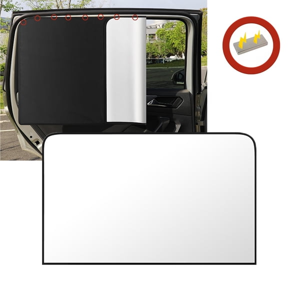 YiBai Full Blackout Strong Magnetic Car Window Curtain, Full UV Protection Lightproof Curtain for Side Windows - Heat-Blocking, UV-Resistant Sunshade for Complete Privacy -Silver(Back Row)