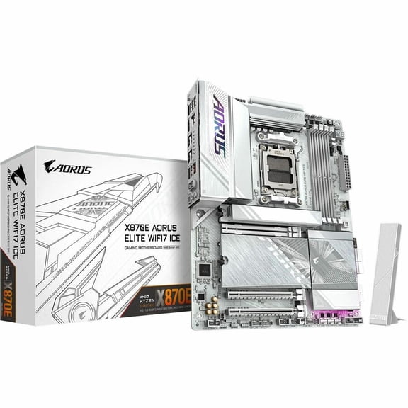 Aorus Ultra Durable X870E AORUS ELITE WIFI7 ICE Gaming Desktop Motherboard, AMD X870E Chipset, Socket AM5, ATX