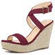 thumbnail image 1 of Sandalias De Tacón De Cuña Con Tirantes Cruzados Con Espalde Para Mujer Borgoña 39, 1 of 7