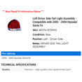 thumbnail image 2 of Left Driver Side Tail Light Assembly - Compatible with 2005 - 2006 Hyundai Santa Fe, 2 of 2