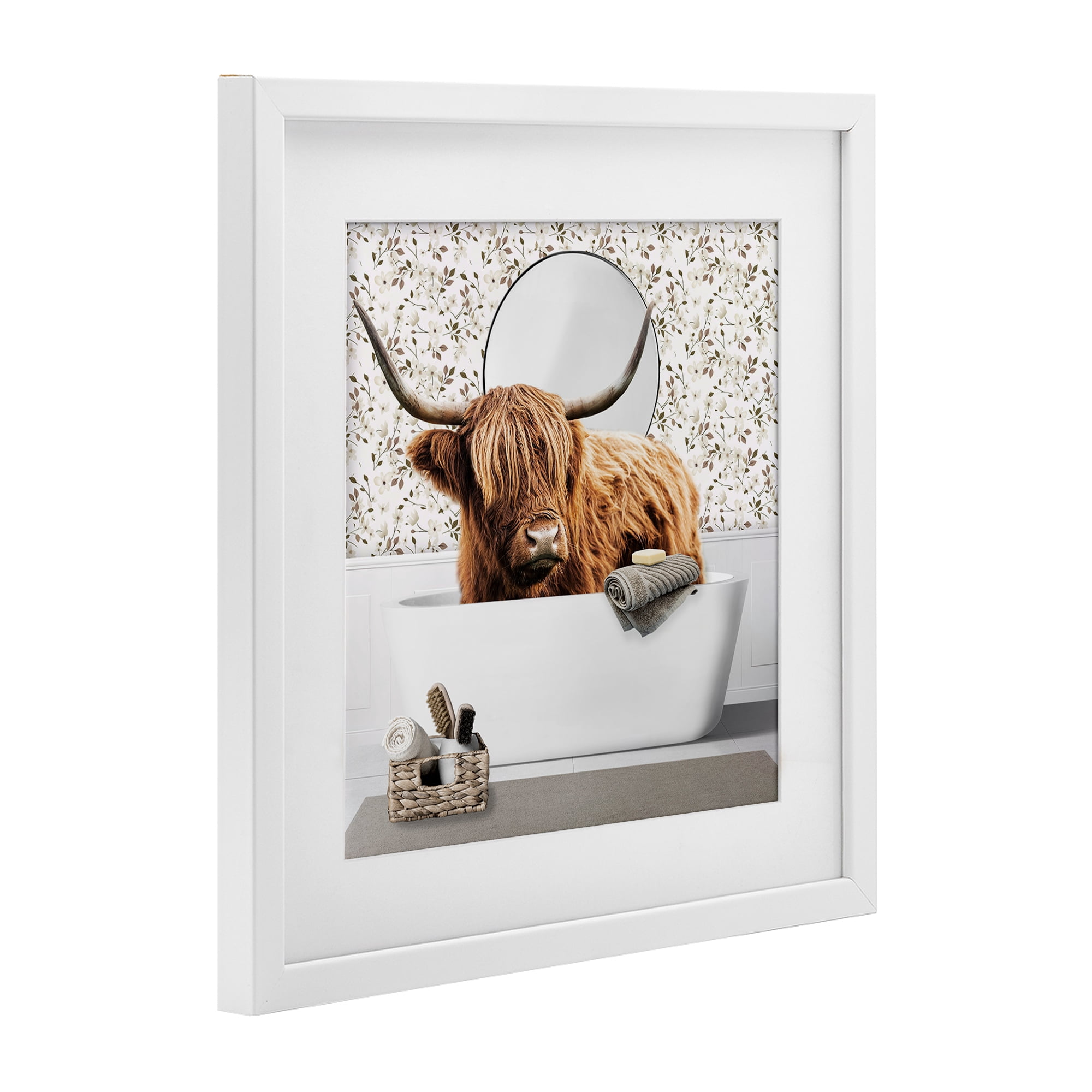 Stupell Industries Boho Cattle Bath Time White Framed Print Under Glass, design by CAD Designs