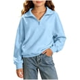 thumbnail image 2 of RYRJJ Girls Half Zip Sweatshirt Lightweight Long Sleeve Pullover Top Drop Shoulder Sweatshirts Fall Fashion Clothes for Kids Boys, 2 of 9