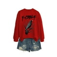 thumbnail image 2 of Suéter Estampado para Mujer, Cuello Redondo, Larga, Estilo Pullover Rojo S, 2 of 5