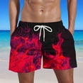 thumbnail image 2 of OWMEOT 3D Graphic Mens Swim Trunks Summer Flame Print Bathing Suits Stretchy Quick Dry Beach Shorts 5 Inch Drawstring Board Shorts, 2 of 5