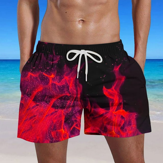 DPTALR Pantalon de Plage Décontracté pour Homme Flame Print