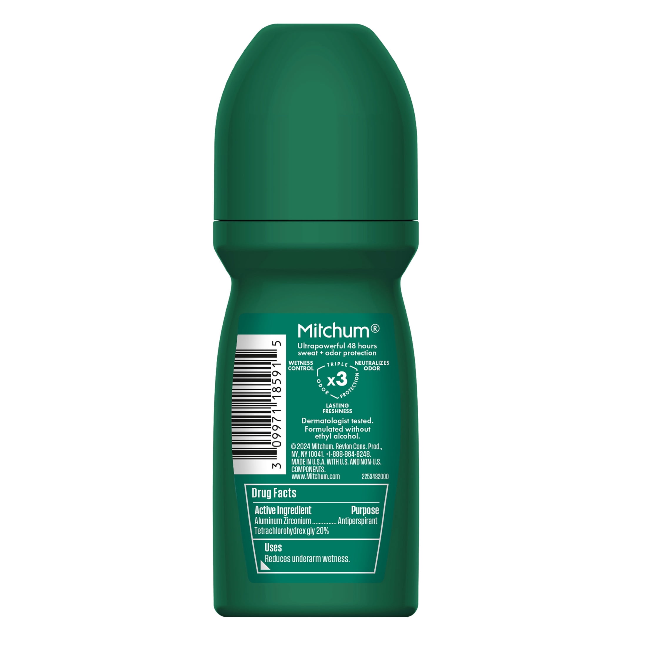 Mitchum Men’s Triple Odor Protection Antiperspirant & Deodorant Roll-On, Unscented, 3.4 oz