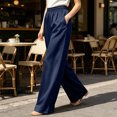 thumbnail image 6 of Maplenight Womens Satin Lounge Pants Wide Leg High Waist Sleep Pants Vacation Casual Trousers with Pockets, 6 of 7