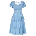 thumbnail image 1 of Vestido Belle Poque para verano de 2024, azul claro, con volantes escalonados, para mujer, 1 of 9
