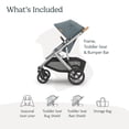thumbnail image 2 of UPPAbaby Vista V3 Stroller - Full-Size Single-to-Double Stroller System - Toddler Seat, Bug Shield, Rain Shield, and Storage Bag Included - Callum (Stone Blue/Silver Frame/Sand Leather), 2 of 5