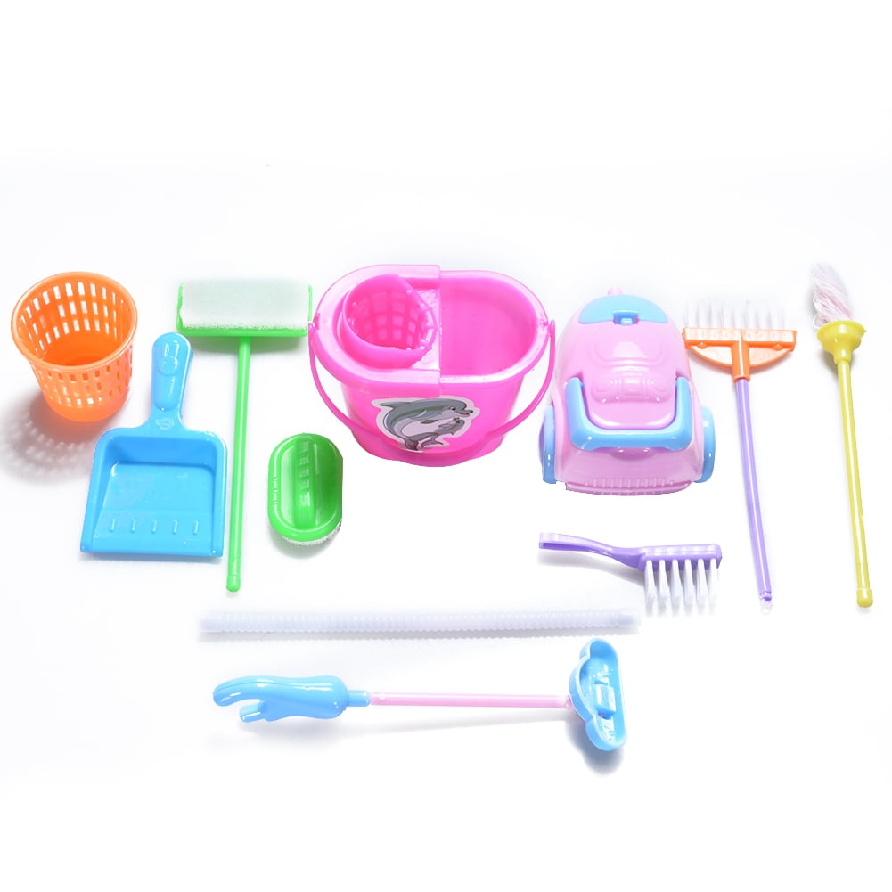 9Pcs Simulation Home Cleaning Tools Playset Mini Floor Broom Mop Dust