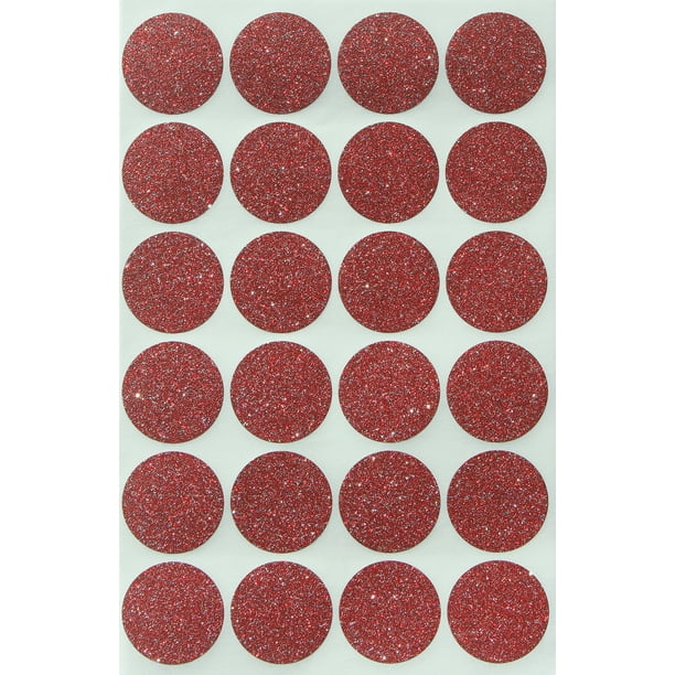 Envelope seals stickers glitter 1" inch 25 mm, Red colored Labels round